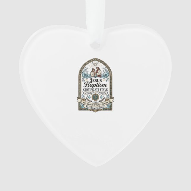 Jesus Baptism Certificate Style Jesus Baptism Cert Ornament (Front)