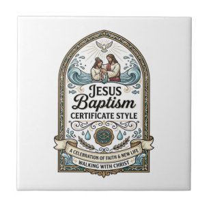 Jesus Baptism Certificate Style Jesus Baptism Cert Tile