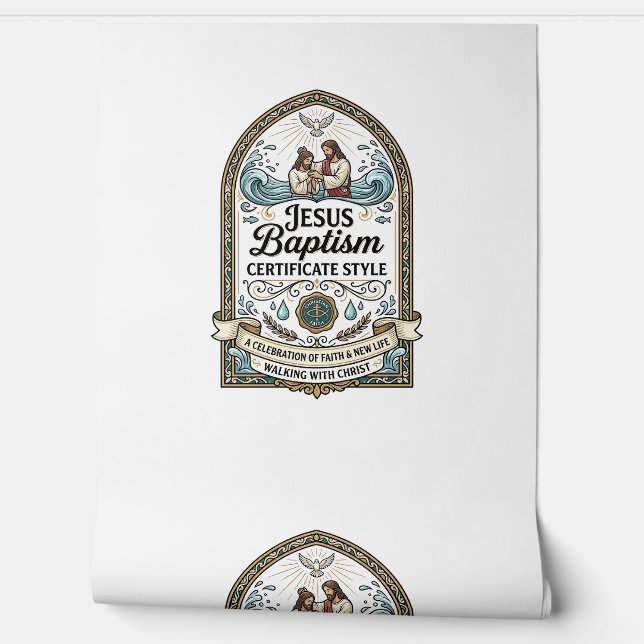 Jesus Baptism Certificate Style Jesus Baptism Cert Wallpaper (Unrolling)