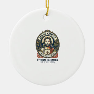 Jesus Barber Mens Grooming Graphic Tee Christian A Ceramic Tree Decoration