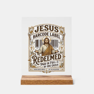 Jesus Barcode Label Redeemed Jesus Barcode Redeeme Acrylic Sign