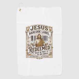 Jesus Barcode Label Redeemed Jesus Barcode Redeeme Golf Towel