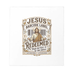 Jesus Barcode Label Redeemed Jesus Barcode Redeeme Notepad