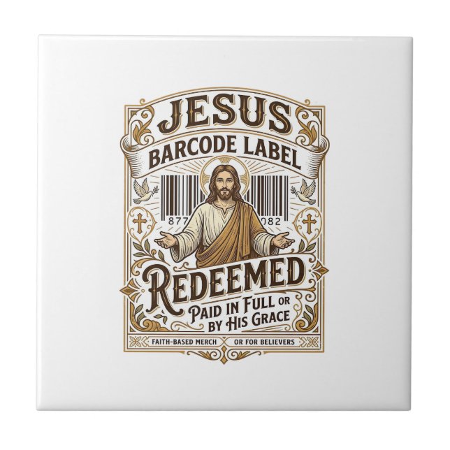 Jesus Barcode Label Redeemed Jesus Barcode Redeeme Tile (Front)