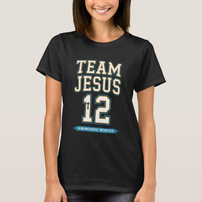 Jesus Baseball Team Jesus Christian Matthew 2819 V T-Shirt (Front)