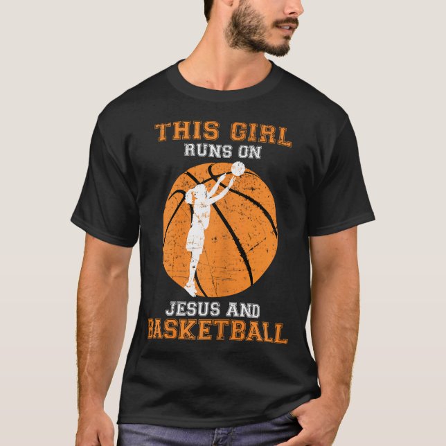 Jesus Basketball Sayings Christian Gifts Teen Girl T-Shirt (Front)