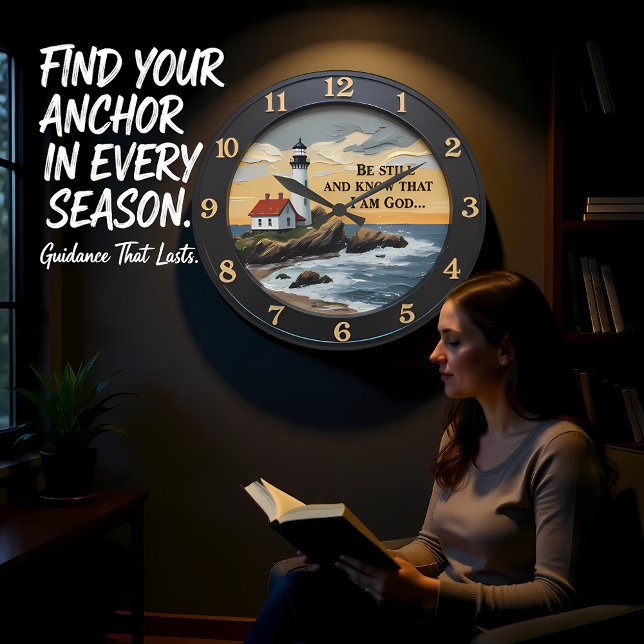 Jesus Be Still Coastal Cottage Large Clock (Creator Uploaded)