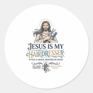 Jesus Beauty Salon Hairstylist T-Shirt Inspiration Classic Round Sticker