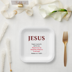 Jesus Began To Preach. Matthew 4:17 Small Paper Plate