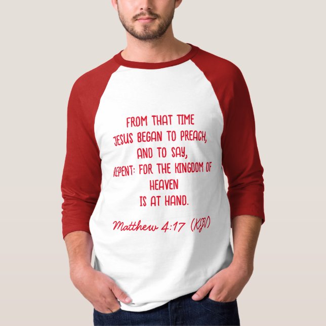 JESUS Began To Preach - Red Christmas 3/4 Sleeve T-Shirt (Front)