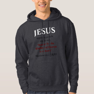 JESUS Began To Preach: Repent. Red, White, & Grey Hoodie