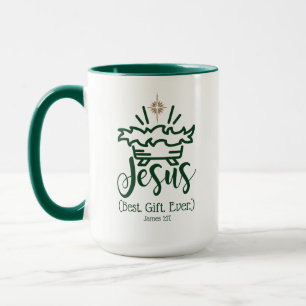 JESUS BEST GIFT EVER Green Scripture Christmas Mug