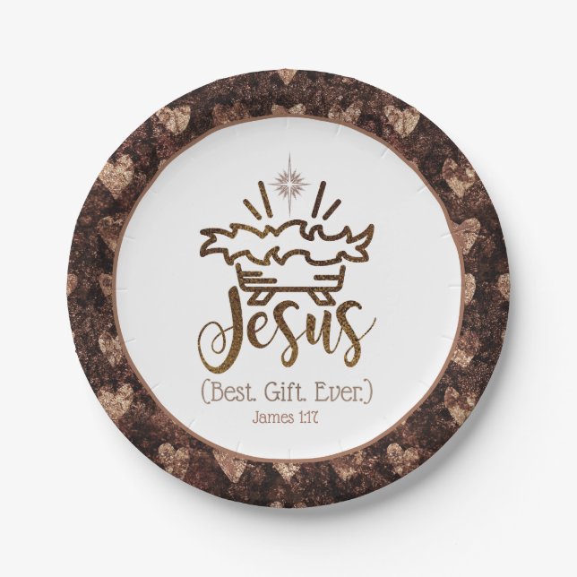 JESUS BEST GIFT Nativity Star Scripture Christmas  Paper Plate (Front)