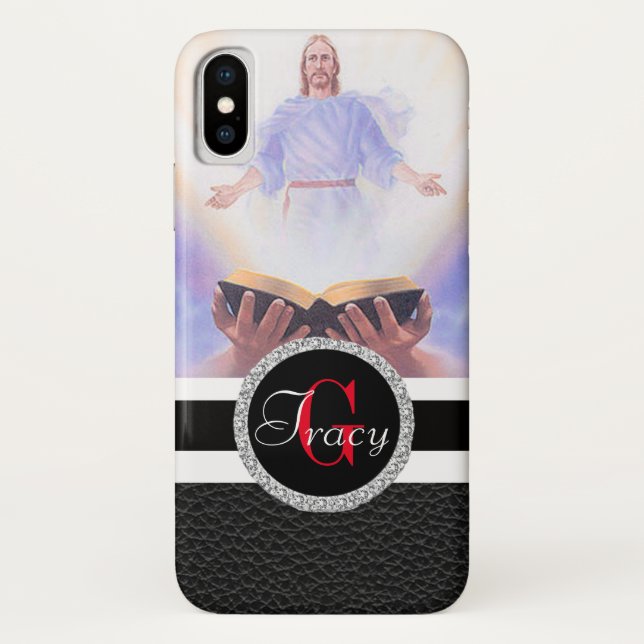 Jesus bible held with hand and rays of light Case-Mate iPhone case (Back)