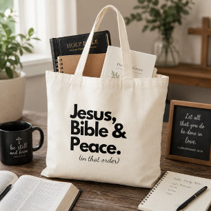 Jesus Bible Peace Christian Faith Tote Bag