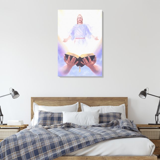 Jesus Bible Wrapped Canvas (Insitu(Bedroom))