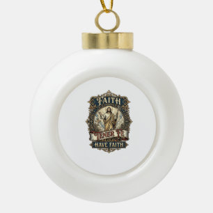 Jesus Bilingual Multicultural Families Shirt Faith Ceramic Ball Christmas Ornament