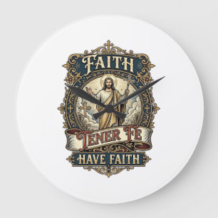 Jesus Bilingual Multicultural Families Shirt Faith Large Clock