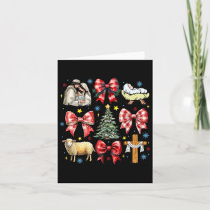 Jesus Birth Christmas Coquette Bow Nativity Scene  Card