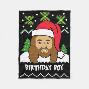 Jesus Birthday Boy Ugly Christmas Style Fleece Blanket