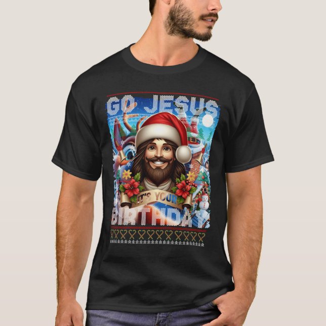 Jesus Birthday Ugly Sweater Knitting Religious (Front)