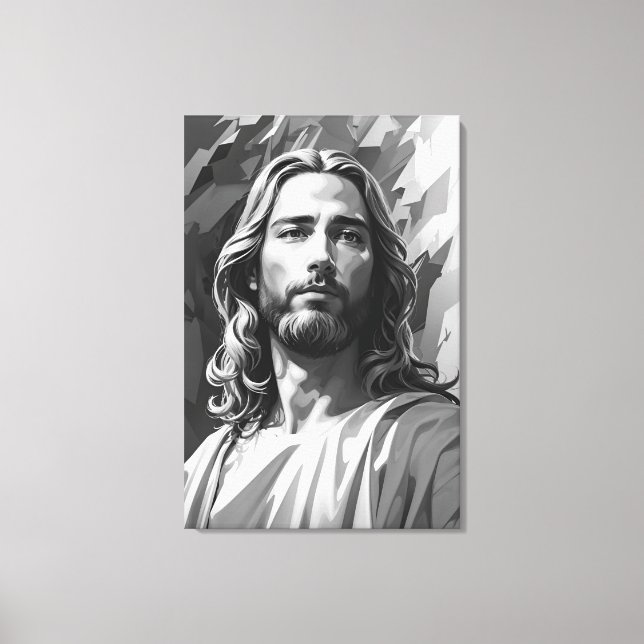 Jesus Black and White Canvas Art (Front)