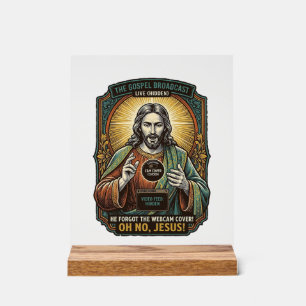 Jesus Black Screen Forgotten Webcam Cover Virtual  Acrylic Sign