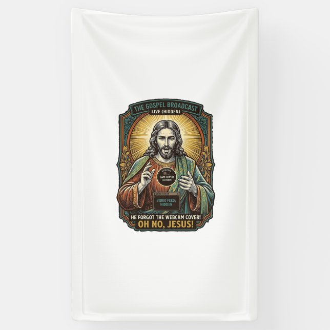 Jesus Black Screen Forgotten Webcam Cover Virtual  Banner (Vertical)