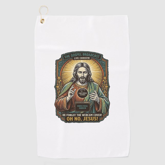 Jesus Black Screen Forgotten Webcam Cover Virtual  Golf Towel (Front)