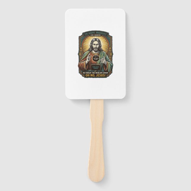 Jesus Black Screen Forgotten Webcam Cover Virtual  Hand Fan (Front)