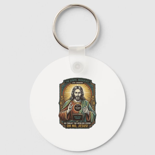 Jesus Black Screen Forgotten Webcam Cover Virtual  Key Ring (Front)