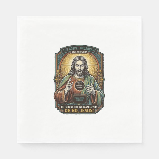 Jesus Black Screen Forgotten Webcam Cover Virtual  Napkin (Front)