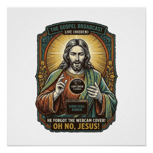 Jesus Black Screen Forgotten Webcam Cover Virtual  Poster