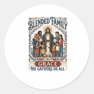 Jesus Blended Family Stepfamily Shirt Christian Gr Classic Round Sticker