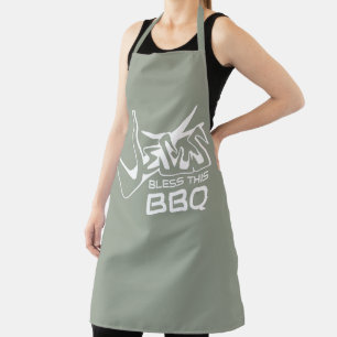 Jesus Bless This BBQ Sage Apron