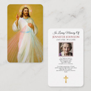 Jesus Blessing Divine Mercy Memorial Prayer Card