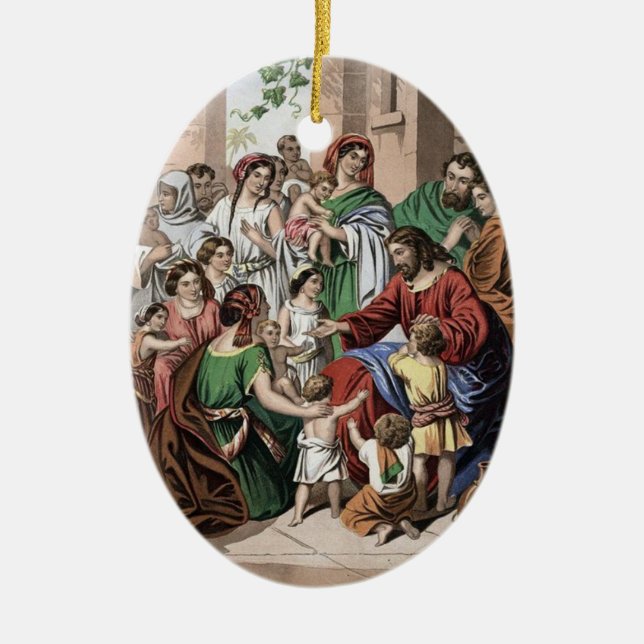 Jesus blessing little children painting ornament (Front)
