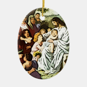 Jesus blessing the children ceramic tree decoration