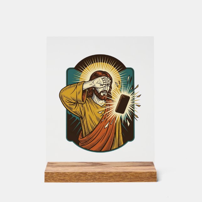 Jesus Blinding Max Phone Brightness Midnight Scrol Acrylic Sign (Front)