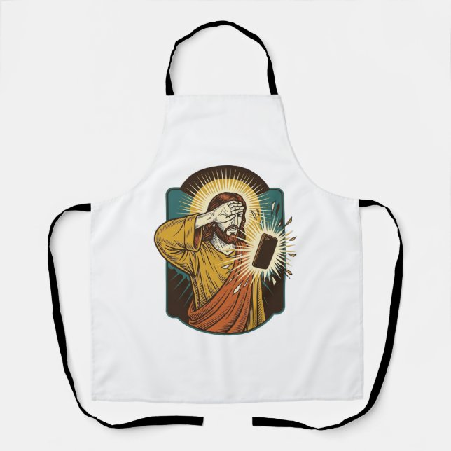 Jesus Blinding Max Phone Brightness Midnight Scrol Apron (Front)