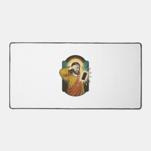Jesus Blinding Max Phone Brightness Midnight Scrol Desk Mat