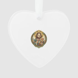 Jesus Blowing Kiss Red Heart Like Button Humor_1 Ornament