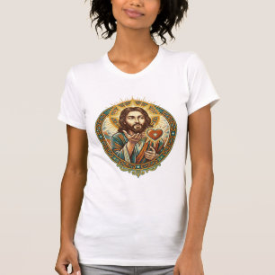 Jesus Blowing Kiss Red Heart Like Button Humor_1 T-Shirt