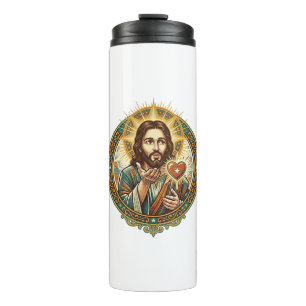 Jesus Blowing Kiss Red Heart Like Button Humor_1 Thermal Tumbler