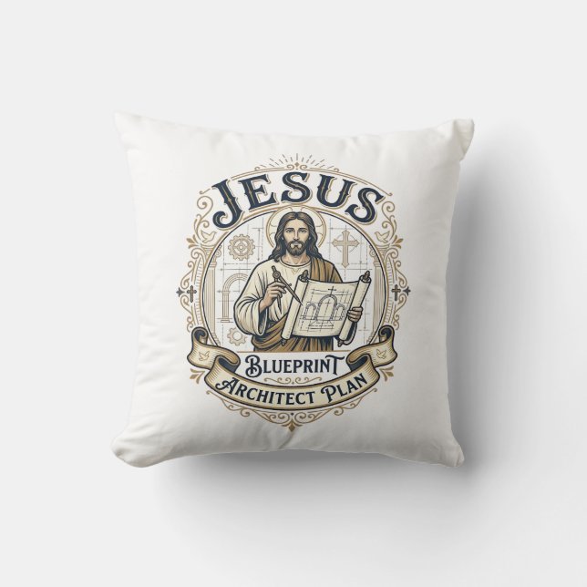 Jesus Blueprint Architect Plan Jesus Blueprint Arc Cushion (Front)