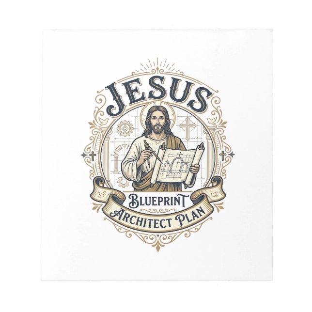 Jesus Blueprint Architect Plan Jesus Blueprint Arc Notepad (Front)