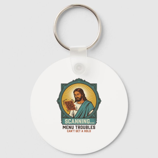 Jesus Blurry QR Code Wont Scan Menu Tech Humor_1 Key Ring (Front)