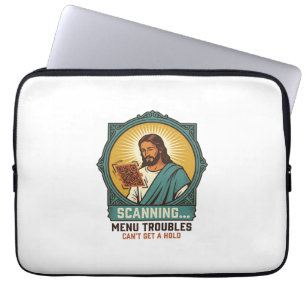 Jesus Blurry QR Code Wont Scan Menu Tech Humor_1 Laptop Sleeve