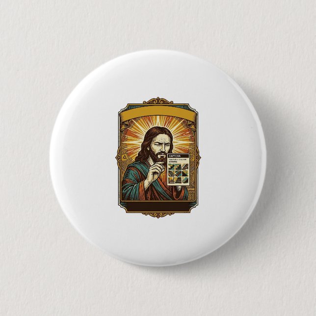 Jesus Blurry Stairs Captcha Test Tech Security Hum 6 Cm Round Badge (Front)