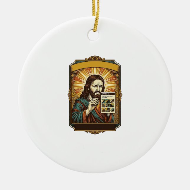 Jesus Blurry Stairs Captcha Test Tech Security Hum Ceramic Tree Decoration (Front)
